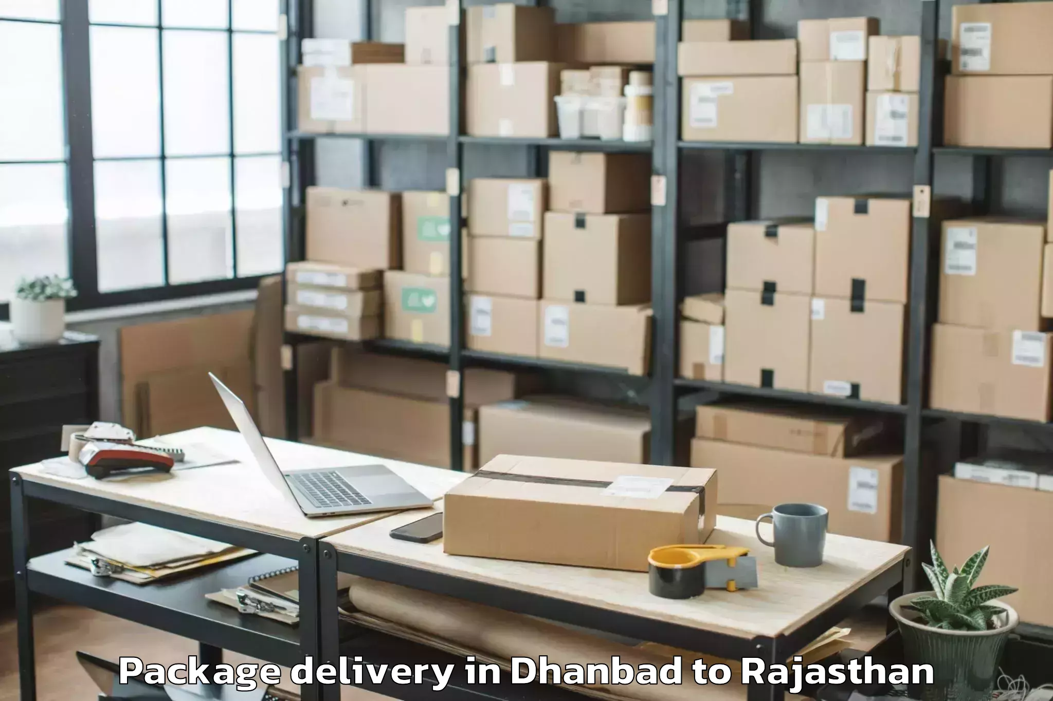 Professional Dhanbad to Raj Rishi Bharthari Matsya Uni Package Delivery